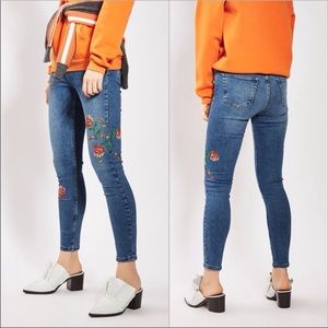 Embroidered Flower Topshop Jeans